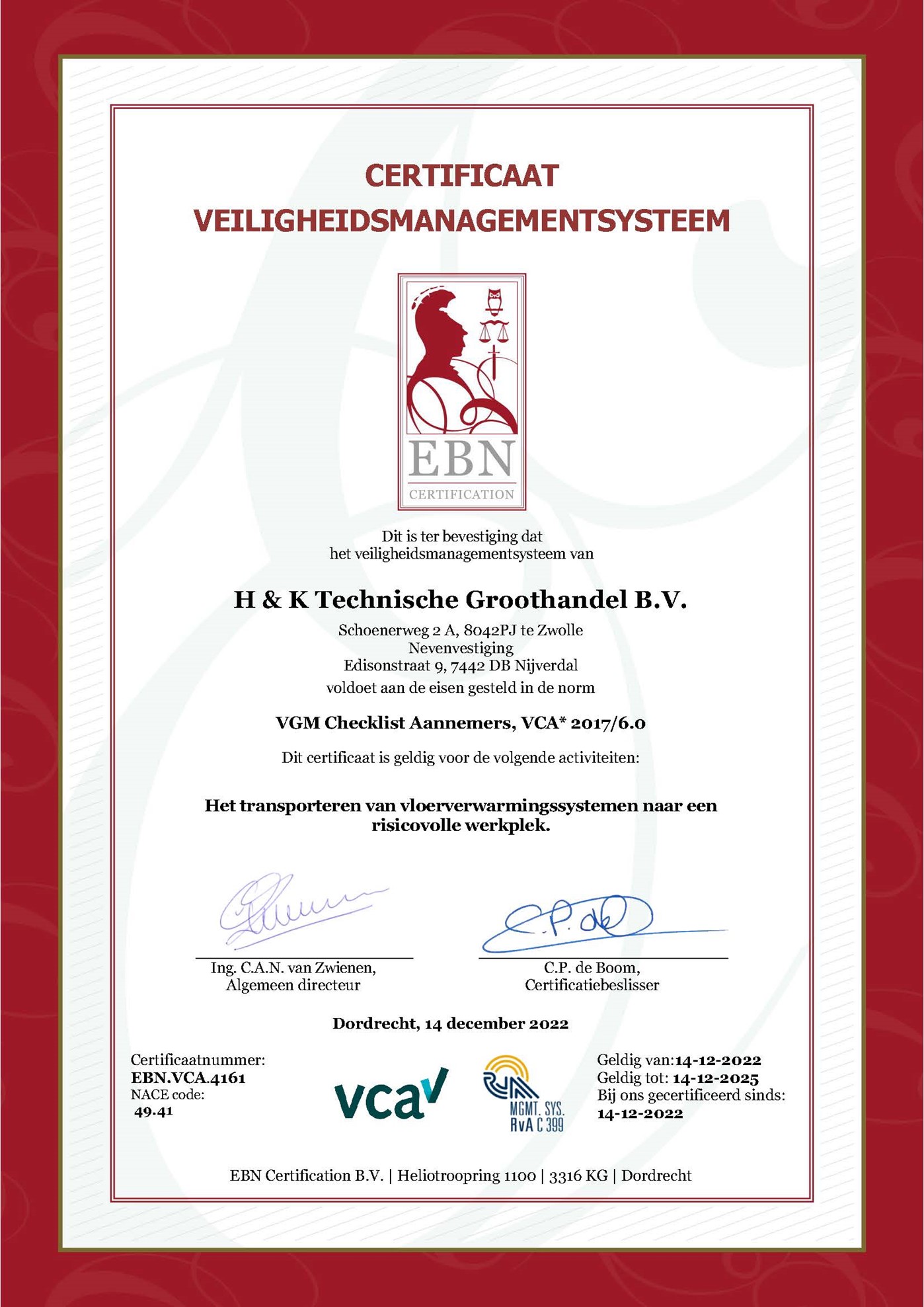 H&K, VCA certificaat 4161